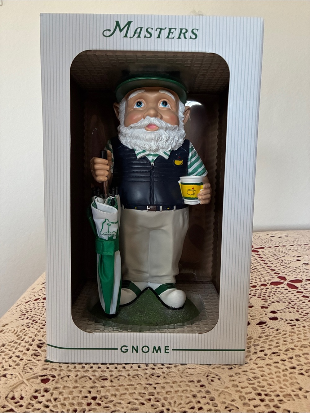 2026 Masters Gnome Figurine in Green, White, Navy (Still in Box)